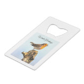 Winter Greetings. Robin singing  クレジットカード栓抜き (裏面アングル)