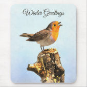 Winter Greetings. Robin singing  マウスパッド (正面)
