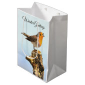 Winter Greetings. Robin singing  ミディアムペーパーバッグ (正面アングル)