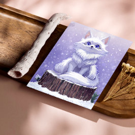Winter Guardian :Whimsical Arctic Fox wildlife フォトプリント