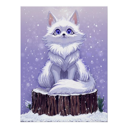 Winter Guardian :Whimsical Arctic Fox wildlife ポスター (正面)