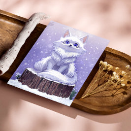 Winter Guardian :Whimsical Arctic Fox wildlife ポスター