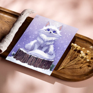 Winter Guardian :Whimsical Arctic Fox wildlife ポスター