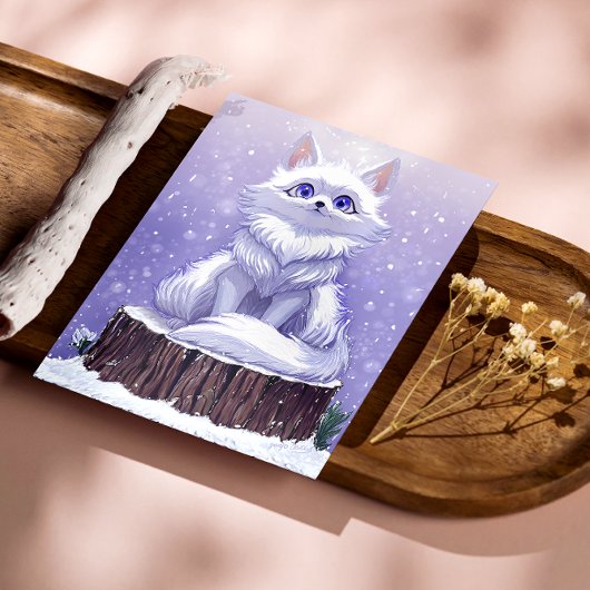 Winter Guardian :Whimsical Arctic Fox wildlife ポスター