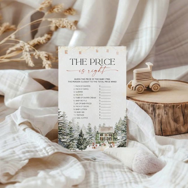 Winter Guess the Right Price Baby Shower Game Card (クリエイターアップロード済み)