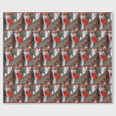 Winter Hatとのクリスマス（鳥）ショウジョウコウカンチョウ ラッピングペーパー (フラット)