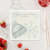 Winter Hat Snowflake Baby Shower Napkins スタンダードランチョンナプキン (インサイチュ)
