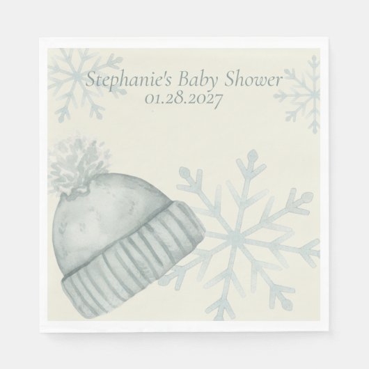 Winter Hat Snowflake Baby Shower Napkins スタンダードランチョンナプキン (正面)