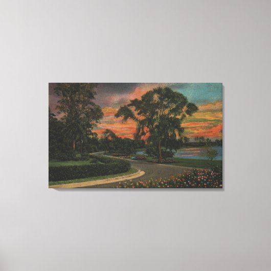 Winter Haven, Florida - Sunset View of Lake キャンバスプリント (正面)