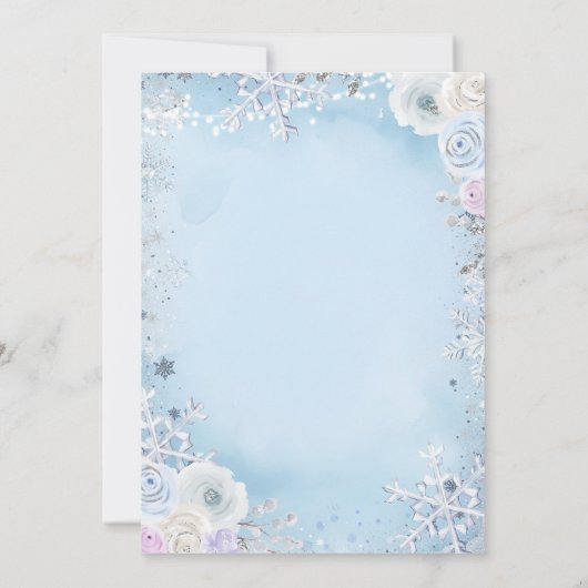 Winter He or She Snowflake Christmas Gender Reveal 招待状 (裏面)