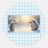 Winter Hedgehog – Cute Snowflake ラウンドシール (正面)