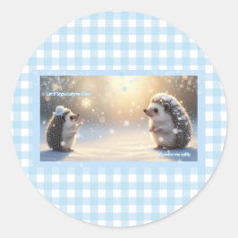 Winter Hedgehog  – Cute Snowflake  ラウンドシール