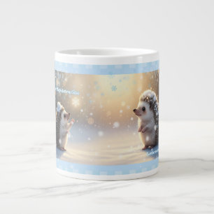 Winter Hedgehog Mug – Cute Snowflake ジャンボコーヒーマグカップ