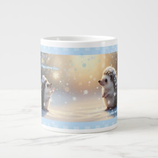 Winter Hedgehog Mug – Cute Snowflake  ジャンボコーヒーマグカップ (正面)