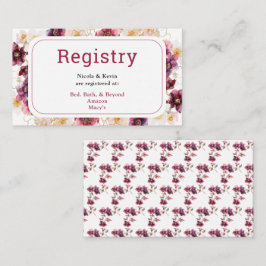 Winter Hellebore Floral Burgundy Wedding Registry エンクロージャーカード
