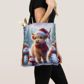 Winter Highland Cow Holiday Tote Bag トートバッグ (クローズアップ)