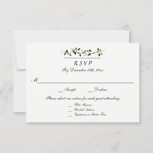 Winter Holiday結婚's 3 Entree RSVP Response (正面)