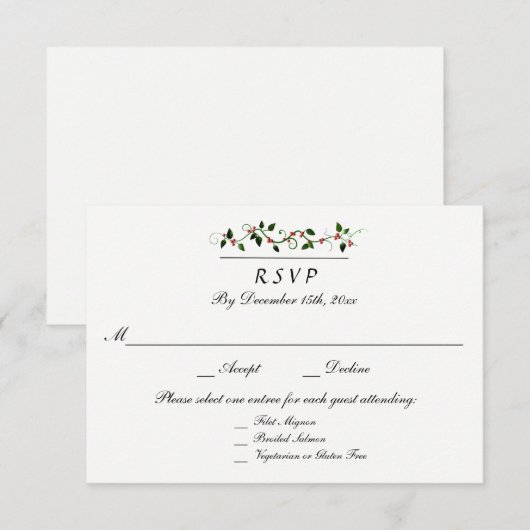 Winter Holiday結婚's 3 Entree RSVP Response (正面/裏面)