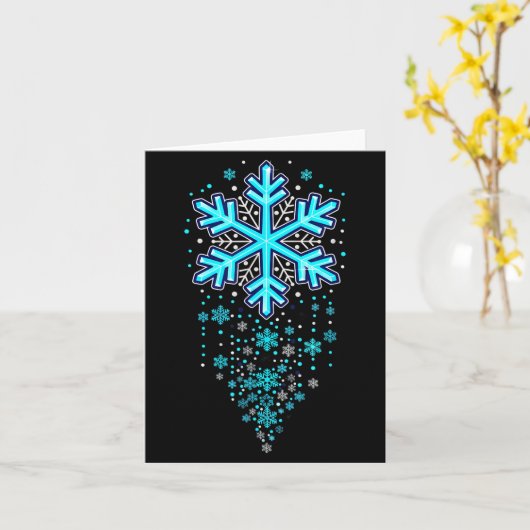 Winter Holiday Apparel - Blue Snowflake Cascade, I カード (黄色い花)