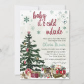 Winter Holiday Baby It’s Cold Outside ベビーシャワー 招待状 (正面)