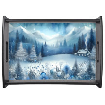 WINTER HOLIDAY BLUE SNOWY SCENE