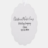 Winter holiday camping custom add name date オーナメントカード (右)