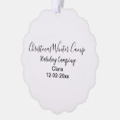 Winter holiday camping custom add name date オーナメントカード (左)