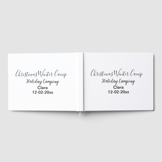 Winter holiday camping custom add name date ゲストブック (全面)