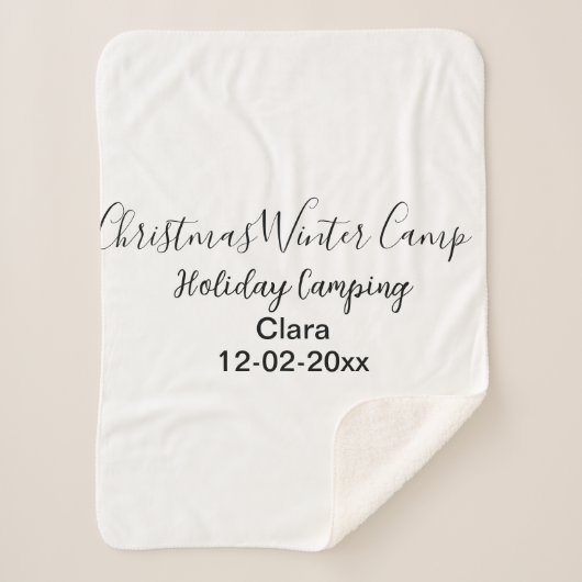 Winter holiday camping custom add name date シェルパブランケット (正面)