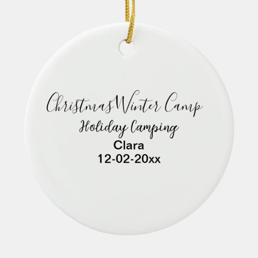 Winter holiday camping custom add name date セラミックオーナメント (正面)