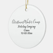 Winter holiday camping custom add name date セラミックオーナメント (左)