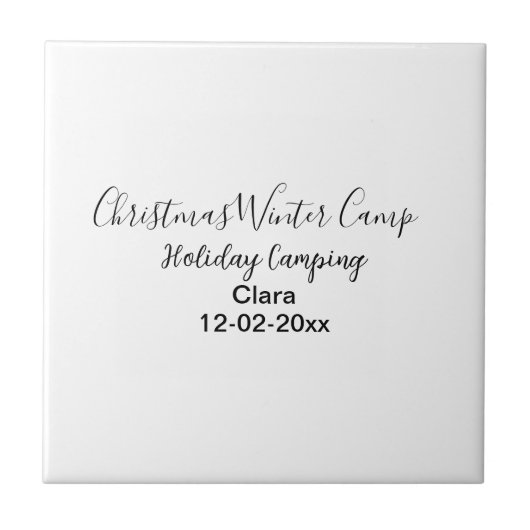 Winter holiday camping custom add name date タイル (正面)