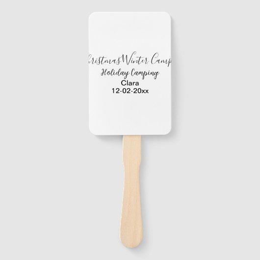 Winter holiday camping custom add name date ハンドファン (正面)