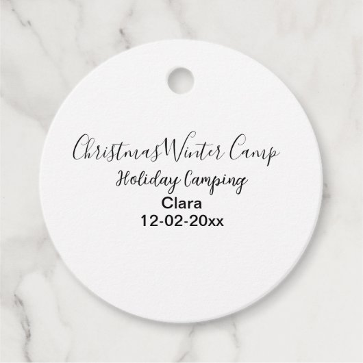 Winter holiday camping custom add name date フェイバータグ (正面)