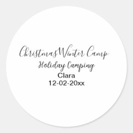 Winter holiday camping custom add name date ラウンドシール