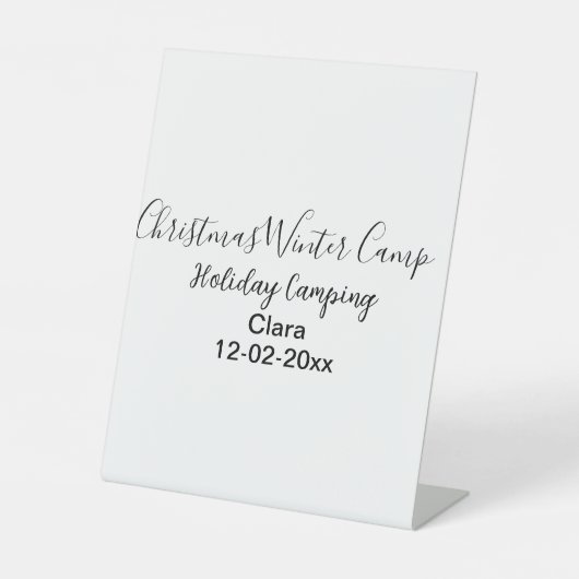 Winter holiday camping custom add name date 台座サイン (正面)