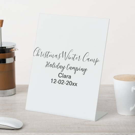 Winter holiday camping custom add name date 台座サイン (インサイチュ)