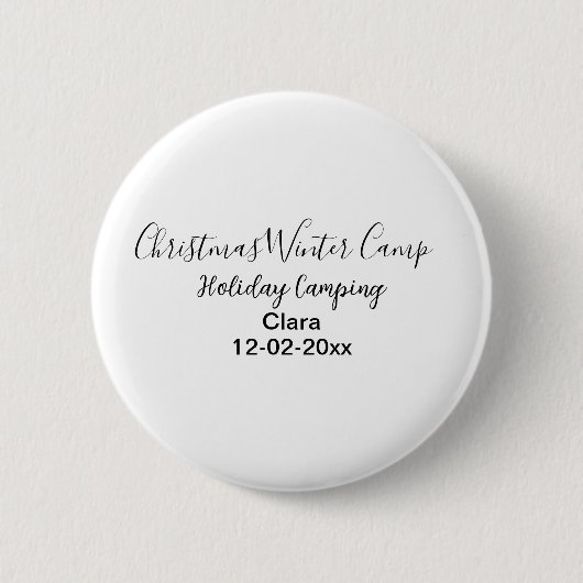 Winter holiday camping custom add name date 缶バッジ (正面)