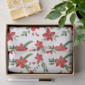 Winter Holiday Christmas Red Floral Pattern   薄葉紙 (ギフト)