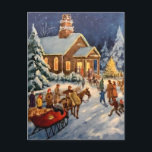 Winter Holiday Gathering ポストカード<br><div class="desc">Vintage holiday greeting card</div>