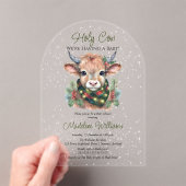 Winter Holiday Highland Holy Cow Baby Shower アクリル招待状 (インサイチュ (ポータブル))