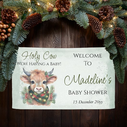 Winter Holiday Highland Holy Cow Baby Shower 横断幕