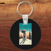 Winter Holiday Ski Christmas X-mas Skiing Skier Wo キーホルダー (正面)