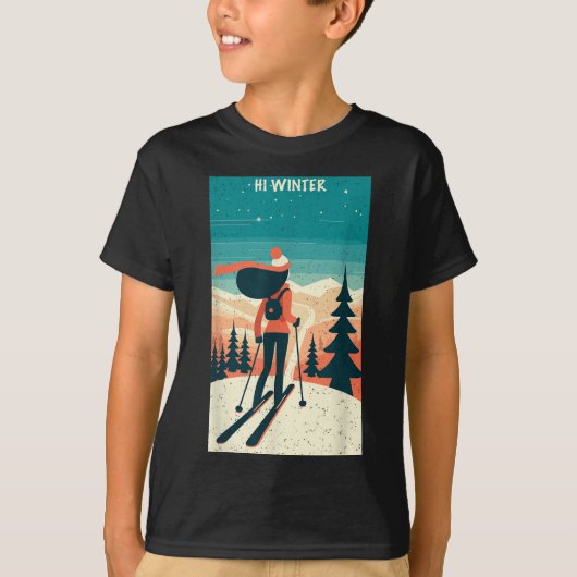 Winter Holiday Ski Christmas X-mas Skiing Skier Wo Tシャツ (正面)