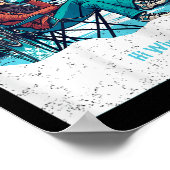 Winter Holiday Skier Woman Drinking Coffee Christm ポスター (角)