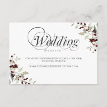 Winter Holly Berry Wedding Website Enclosure Card