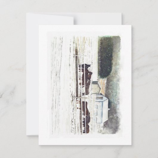 Winter Horse Farm Watercolor (正面)