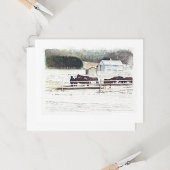 Winter Horse Farm Watercolor