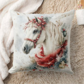 Winter Horse in Snowy Forest クッション (ブランケット)