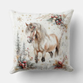 Winter Horse in Snowy Forest クッション (裏面)